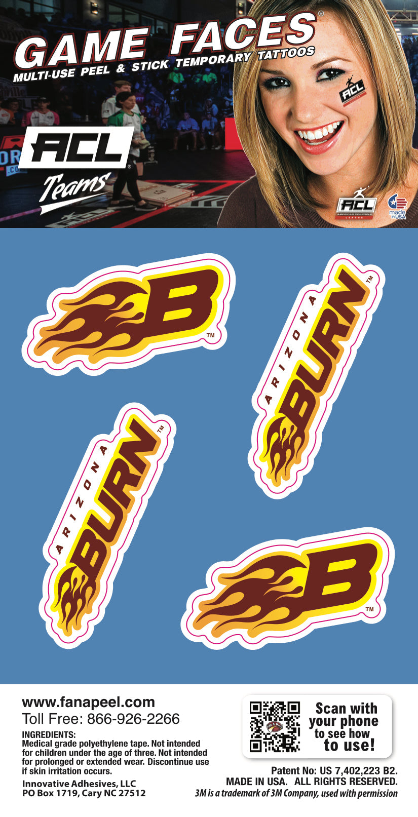 Arizona Burn - Waterless Peel & Stick Temp Tattoos - 4 Pack