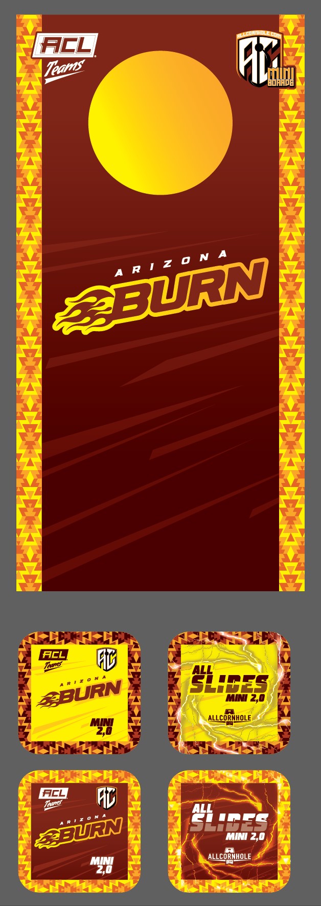 ACL Teams mini Cornhole Board Set - Arizona Burn